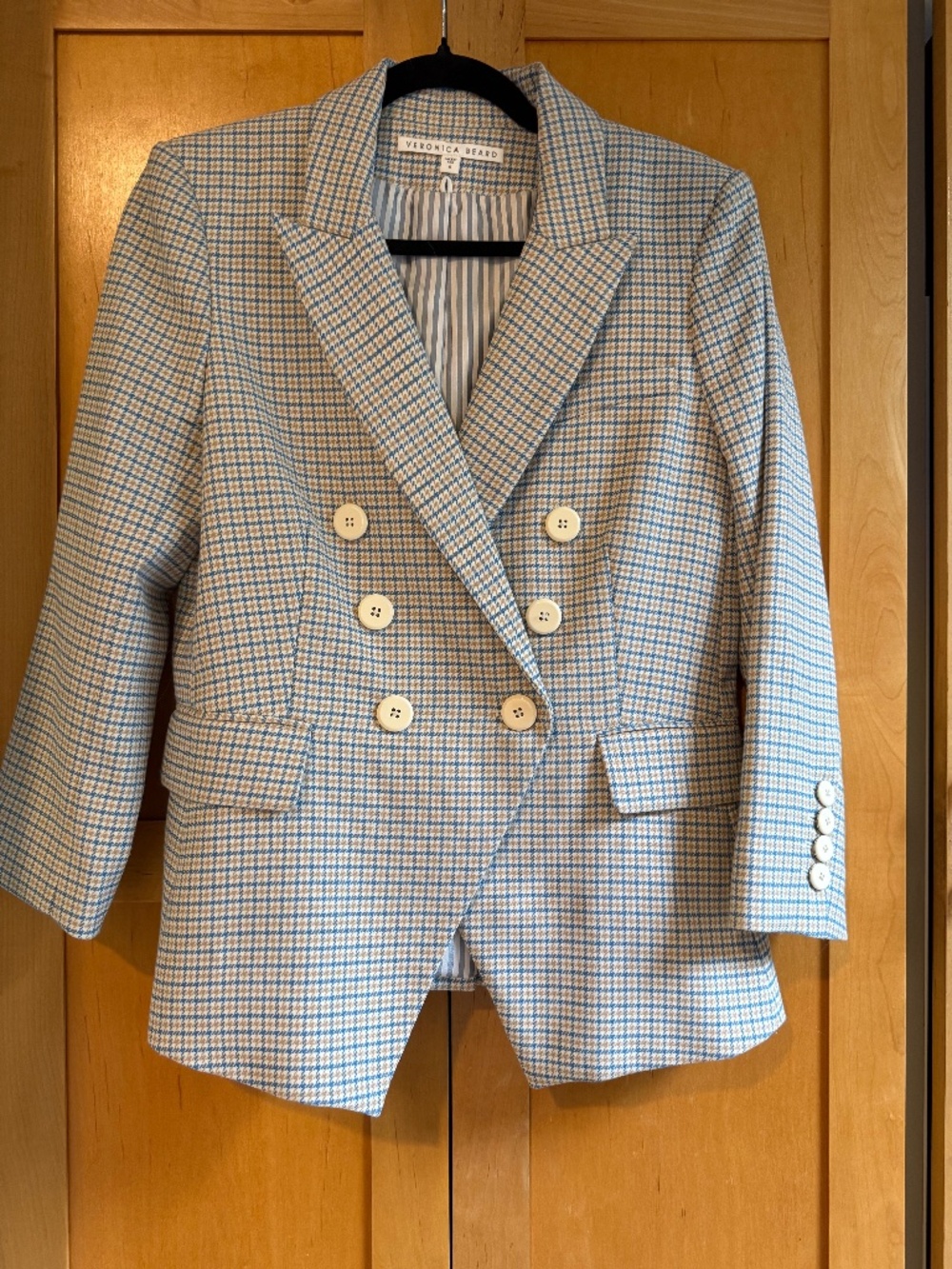 Veronica Beard Houndstooth Double Breasted Dickey Blazer Jacket (NWOT)